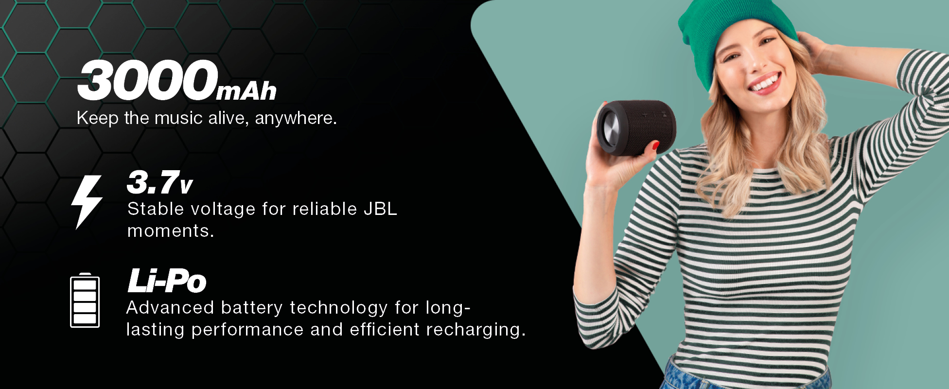 Batterie 3000mAh TECHTEK Compatible JBL Flip 4 - Remplace GSP872693 - Longue Autonomie